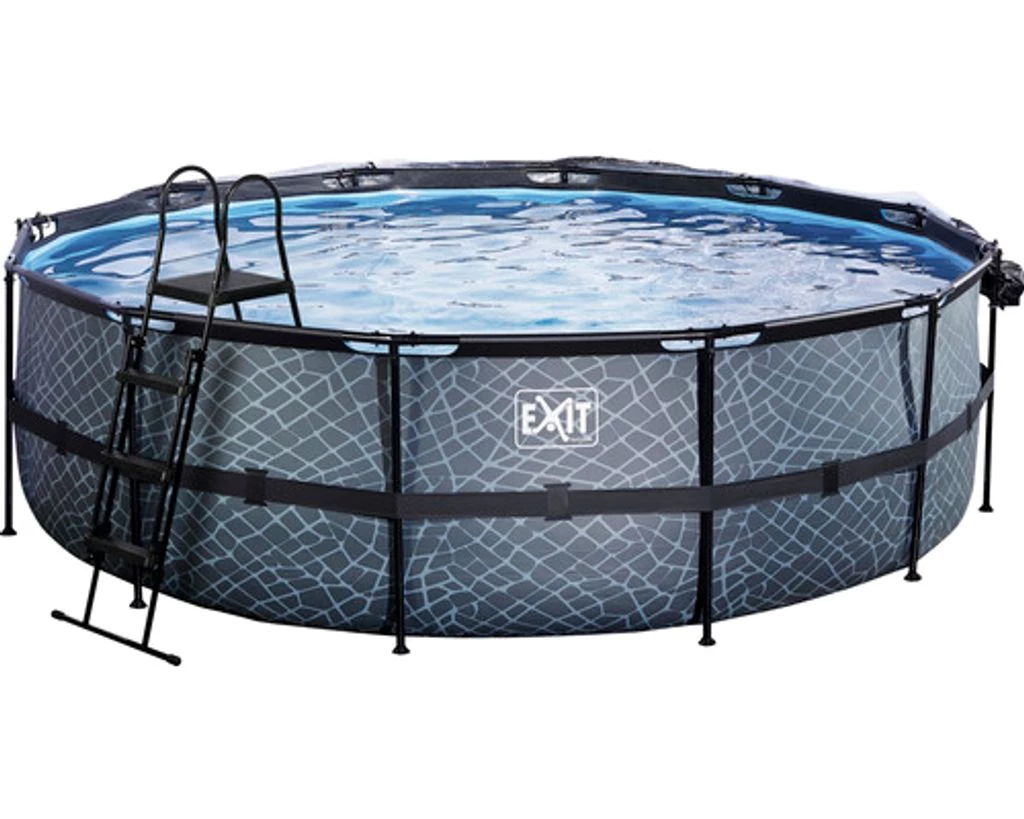 Aufstellpool Framepool-Set EXIT StonePool rund Ø 488x122 cm inkl. Sandfilteranlage