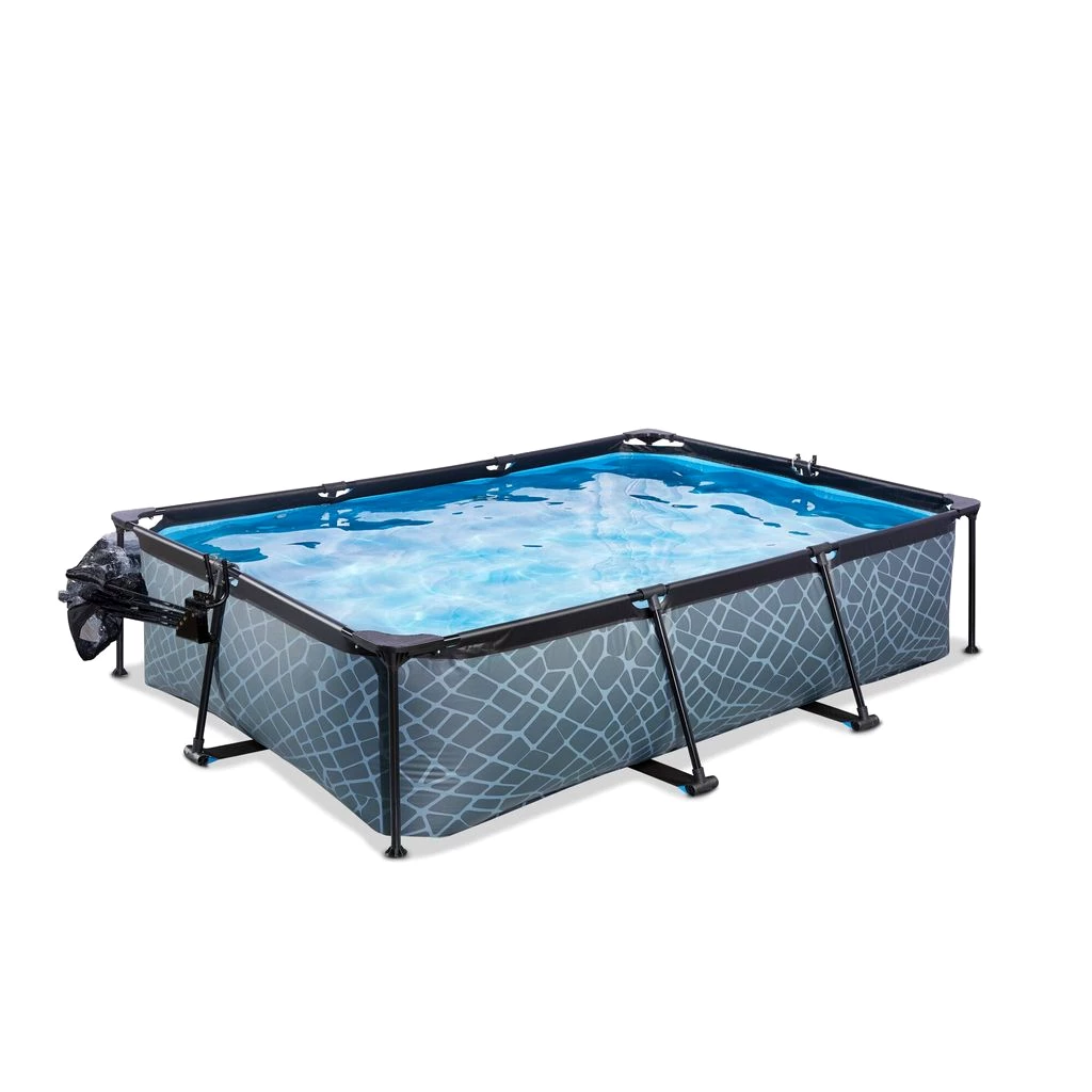 Aufstellpool Framepool-Set EXIT StonePool rechteckig 300x200x65 cm inkl. Kartuschenfilteranlage